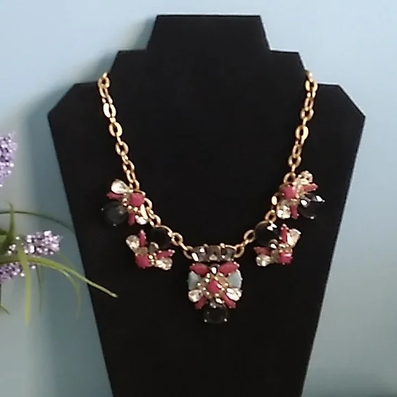 J. Crew Statement Necklace Gold-tone Cubic Zirconia, Lucite - Picture 3 of 7